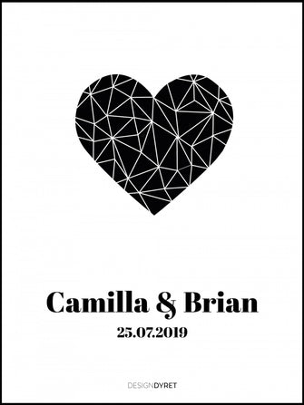 Wedding poster - Pattern heart - Black