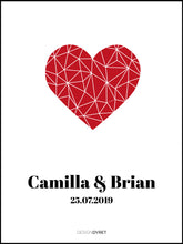 Bryllupsplakat - Mønster hjerte - Rødt
