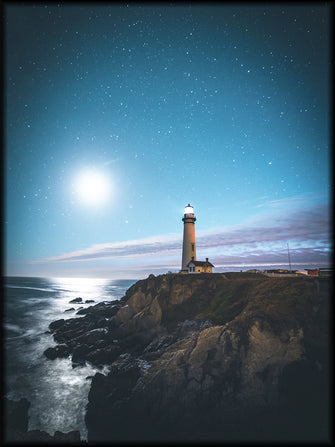 Moonlight lighthouse poster